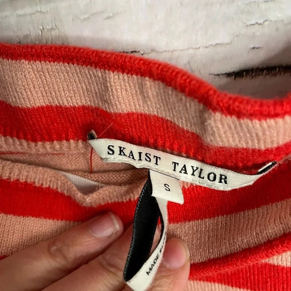 Skaist Taylor Striped Skirt Knit pencil cream  orange pink size small - Picture 7 of 8
